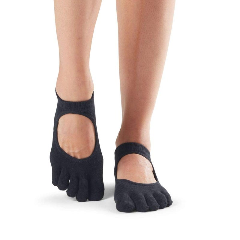 toesox Women's Bellarina Full Toe Grip Non-Slip for Ballet, Yoga, Pilates, Barre Toe Socks, Medium, Black - Image 2